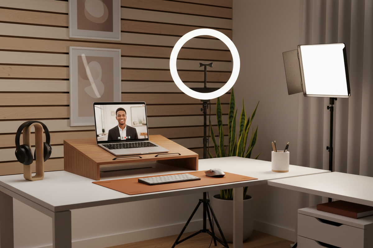 Home Office to Professional Studio: Lighting Mounts and Document Risers for Crisp Zoom Presentations
