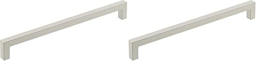 Amerock | Cabinet Pull | Satin Nickel | 8-13/16 inch (224 mm) Center-to-Center | Monument | 2 Pack | Drawer Pull | Cabinet Handle | Cabinet Hardware
