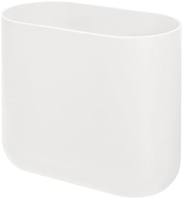 iDesign Small Slim Plastic Bathroom Trash Can, Coconut White