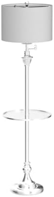 JONATHAN Y Cora 60" Metal Swing Arm Floor Lamp, Chrome/Clear