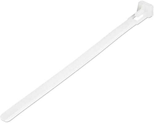 StarTech.com 6"(15cm) Reusable Cable Ties - 1/4"(7mm) wide, 1-3/8"(35mm) Bundle Dia. 50lb(22kg) Tensile Strength, Releasable Nylon Ties, Indoor/Outdoor, 94V-2/UL Listed, 100 Pack - White, TAA