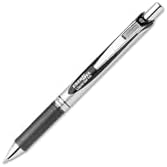 Pentel EnerGel RTX Retractable Liquid Gel Pen, (0.7mm) Medium Line, Metal Tip, Black Ink, Box of 12 (BL77-A)