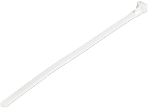 StarTech.com 8"(20cm) Reusable Cable Ties - 1/4"(7mm) wide, 1-7/8"(50mm) Bundle Dia. 50lb(22kg) Tensile Strength, Releasable Nylon Ties, Indoor/Outdoor, 94V-2/UL Listed, 100 Pack - White, TAA