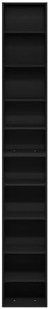 Furinno PASIR Book Shelf, 10-Tier Bookshelf, Bookcase with Open Shelf, 9.2 x 11.8 x 78.7, for Living Room, Bedroom, Home Office, Blackwood