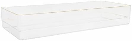 Martha Stewart Kerry Stackable Desk Drawer Organizers, Clear/Gold, 8-Pack | 9x3 in Organizers, Gold Trim, Stackable