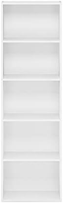 Furinno LUDER 5-Tier Book Shelf, Open Shelf Bookshelf, Plain White