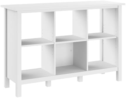 Bush Home Broadview 6 Cube Organizer in Pure White, Home Office Storage Solution, Compact Shelving Unit for Workspace, Multi-Purpose Organizer for Books