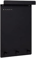 Kate and Laurel Mezzo Modern Wall Organizer Board, 15 x 24, Black, Decorative Magnetic Metal Board with Hooks