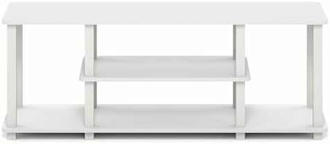 Furinno Turn-S-Tube 3-Tier Toolless Assembly TV Stand, White | for TV up to 50 Inch, No Tool Rectangular Entertainment Center, TV Console, for Living Room, Bedroom