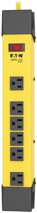 Tripp Lite Eaton TLM609GF Heavy Duty Power Strip with GFCI Plug, Yellow Metal Housing, 6 Outlets, 9 Foot / 2.7 Meter Cord, Keyhole Mounting Slots, Industrial Garage Work Shop Bench