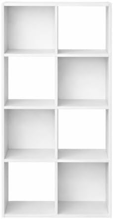 White 8-Cube Storage Organizer Bookcase, Convertible Vertical & Horizontal Cubby Shelving Unit, Open And Closed Back Compartment Compatible With Fabric Bins