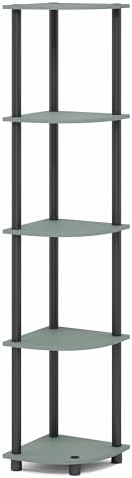 Furinno Turn-N-Tube Toolless Assembly 5-Tier Storage Shelves, Sage Green