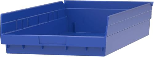 Akro-Mils 30174 Heavy Duty Plastic Shelf Bins, 24"x 11"x 4", Blue, 6-Pk