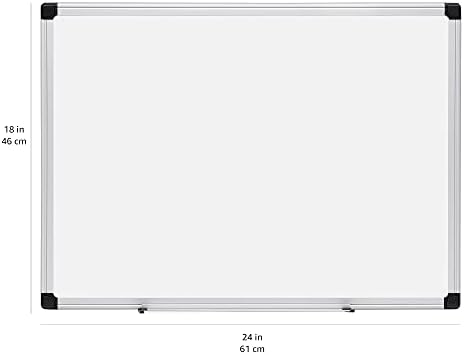 Amazon Basics Magnetic Dry Erase Whiteboard, 24" x 18", Aluminum Frame, Silver/White, Presentation Board for Writing Notes