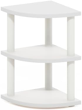 Furinno Turn-N-Tube Kitchen Countertop Organizer, 3-Tier Corner Countertop Organizer Shelf, Corner Shelf, for Kitchen, Pantry, Organizers and Storage, White