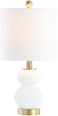 JONATHAN Y Daphne Ribbed Gourd Metal/Glass Table Lamp 20", White/Brass Gold