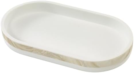 IZOD – Vanity Accessory Set, Hand-Painted Resin with Marble Look Color-Block Design, Decorative Lotion Pump, Vanity Tray & Covered Jar (Tidal)
