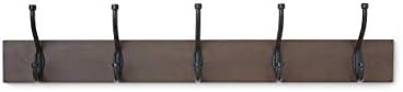 Amazon Basics Wall-Mounted Metal Coat Rack, 5 Hooks, Espresso