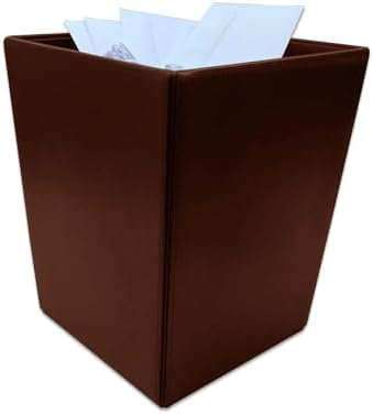 Dacasso Bonded Leather Waste Basket - Luxury Waste Basket (Dark Brown, 14 QT)