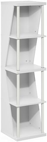 Furinno Flexi Book Shelf, 4-Cube Bookshelf, Standing Bookcase, White