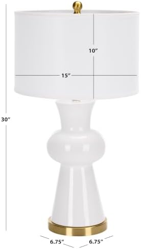 SAFAVIEH Lighting - Lola 30-Inch Ceramic Column Table Lamp - White - Contemporary Tall Body Design - Ideal for Living Room, Bedroom, Entryway, Home Office - LED Bulb Included (LITS4150B)
