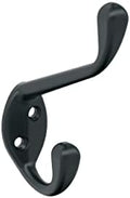Amerock Noble Double Prong Matte Black Wall-Mounted Hook