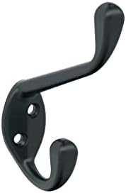 Amerock Noble Double Prong Matte Black Wall-Mounted Hook