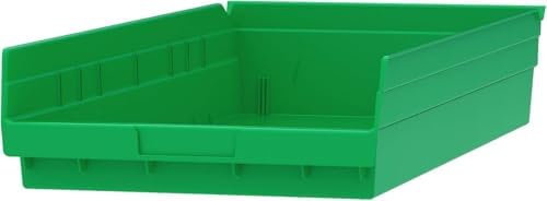 Akro-Mils 30174 Heavy Duty Plastic Shelf Bins, 24"x 11"x 4", Green, 6-Pk