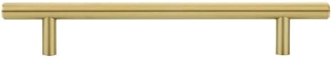 Amazon Basics Euro Bar Cabinet Handles, Kitchen Cabinet Pulls, Hardware for Cupboards, 1/2-inch Diameter, 7.38-inch Length, 5-inch Hole Center, Golden Champagne, 25-Pack