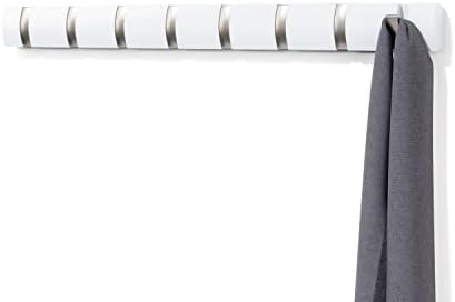 Umbra Flip Coat Rack, Wall Mount 8-Hook, Space Saving, White