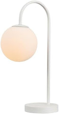 JONATHAN Y Arco Arched Metal Table Lamp 18.25" Globe Shade, White