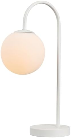 JONATHAN Y Arco Arched Metal Table Lamp 18.25" Globe Shade, White