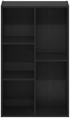 Furinno LUDER Book Shelf, 5-Cube Bookshelf, Reversible Bookcase with Open Shelves, 9.4 x 19.5 x 31.5, Easy Assembly, for Living Room, Bedroom, Home Office, Darkwood