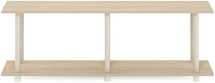 Furinno Turn-N-Tube No Tools Modern Rectangle Side Table, Bauhaus Oak/Beige | Rectangular Book Shelf, Open Frame Storage Shelves, for Organization, Living Room, Home Office