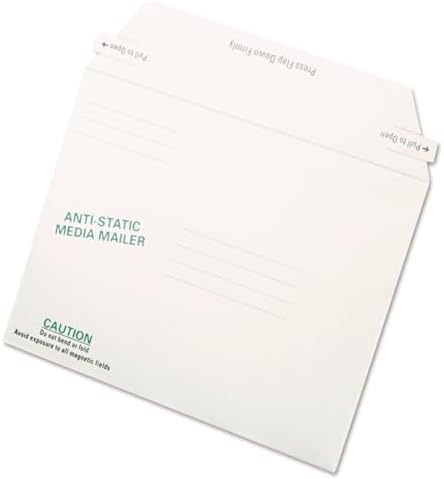 Quality Park Anti-Static Media Mailer with Pre-Printed Labeling, Self Seal Closure for Quick and Easy Seal, Recycled White Fiberboard, 6 x 8-5/8, 25/Box (64126)