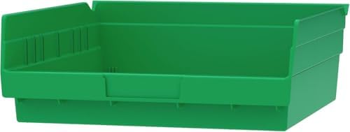 Akro-Mils 30170 Heavy Duty Plastic Shelf Bins, 12"x 11"x 4", Green, 12-Pk
