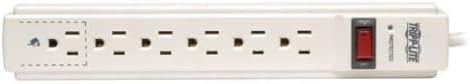 Tripp Lite 6 Outlet Surge Protector Power Strip, 4ft Cord, Tel/Fax/Modem Protection, RJ11, $20,000 INSURANCE (TLP604TEL), Gray