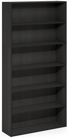 Furinno PASIR Book Shelf, 6-Tier Bookshelf with Open Storage Shelf, Standing Bookcase, 9.4 x 31.5 x 63, Easy Assembly, for Home Office, Bedroom, Living Room, Espresso