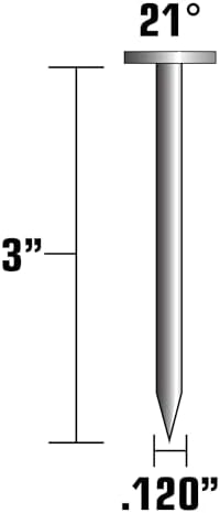 Metabo HPT Framing Nails | 3 In.x .120 | 21 Degree | Full Round Head | Smooth Shank | Bright Basic | 4,000 Count | 10105HPT