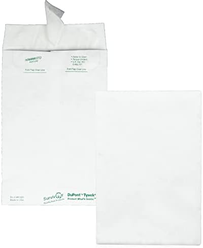 Quality Park Survivor Shipping Envelopes, 6" x 9", Made with Strong, Lightweight DuPont Tyvek Material, Flap-Stik Peel and Seal Closure, 100/Box (QUAR1320), White (Pack of 10)