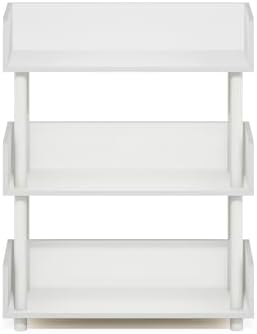 Furinno Turn-N-Tube 3-Tier White Storage Shelves with Side Panels, Book Shelf, Display Shelf, for Organization and Storage, Living Room, Home Office, Plain White