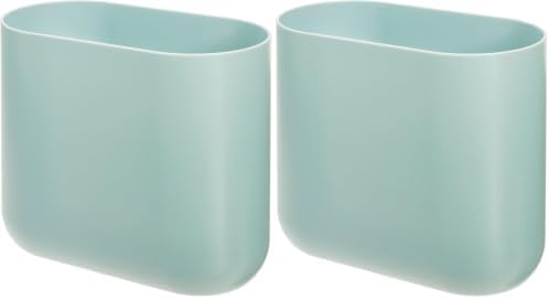 iDesign Small Slim Plastic Bathroom Trash Can, Blue, Waste Can (Pack of 2)