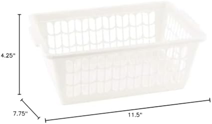 YBM HOME Plastic Perforated Storage Basket Bin Office Drawer, Shelf Desktop Countertop Tray Organizer 32-1188 (1, White)