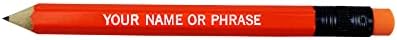 EZPENCILS & GIFTS - Golf Pencils Tipped with Eraser (1/2 a Pencil - Pew Pencils) - Neon Orange Colored Barrel - FREE-PERSONALIZATION - 2HB Black Lead - Custom Text - Non-Smear Eraser – Package of 30