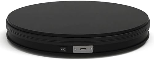 YVV Rotating Display Stand 9.84 Inch, 360° Motorized Turntable Display, USB Powered Spinning Display Platform for Product Photography, Jewelry, Shoes, 22 lbs Load, Black Electric Display Base