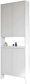 LINLIUA Behind the Door Bookshelf, 5 Shelf Behind Door Shelves with Storage, Space-Saving Wall Mount Narrow Bookcase Cabinet for Living Room Bedroom