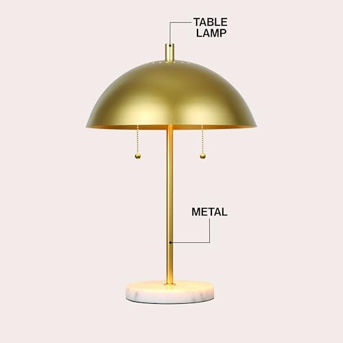 JONATHAN Y Ella 2-Light Table Lamp 20.7" Metal Marble, Gold Leaf/White
