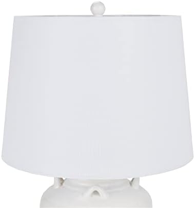 Nourison Home 24" White Farmhouse Ceramic Pottery Jug Table Lamp for Bedside Table, Living Room, Office, Entryway