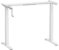 COSTWAY Crank Standing Desk Frame, Manual Hand Crank Workstation Base, Ergonomic Sit to Stand Base w/Foldable Crank Handle, Hook, Cable Management Rack (White)