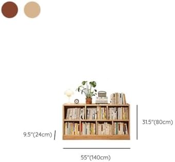 Lumber Organizer Shelf 3/4 Shelves, Lateral Filing or Vertical, Closed Back Floor-standing Bookshelf Rack Bookcase Cabinet Tiered Shelf Grid Storage Unit Dark Walnut 55.1"L x 9.4"W x 31.5"H